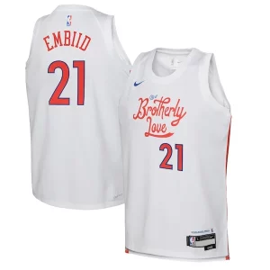 Sofisticato Raffinato Bellissimo Joel Embiid Philadelphia 76ers Nike Youth 2022/23 Swingman Jersey City Edition White
