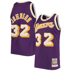 Trendy Magic Johnson Los Angeles Lakers 1984/85 Hardwood Classics Authentic Jersey Purple/Gold