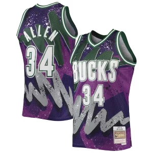 Eccezionale Meraviglioso Splendido Ray Allen Milwaukee Bucks Hardwood Classics 2000/01 Hyper Hoops Swingman Jersey Purple