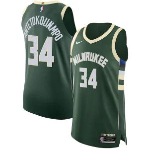 Carino Gorgeous Giannis Antetokounmpo Milwaukee Bucks Nike Authentic Jersey Association Edition Hunter Green