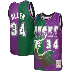 Incantevole Lussuoso Ray Allen Milwaukee Bucks Hardwood Classics 1996/97 Split Swingman Jersey Green/Purple