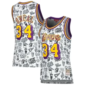Delizioso Shaquille O'Neal Los Angeles Lakers Women's 1996 Doodle Swingman Jersey White