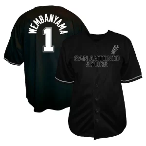 Cool Resistente Stupendo Victor Wembanyama San Antonio Spurs Profile Big & Tall Name & Number Button Up Jersey Black
