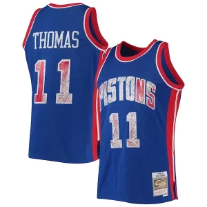 Gorgeous Delizioso Isiah Thomas Detroit Pistons 1988/89 Hardwood Classics NBA 75th Anniversary Diamond Swingman Jersey Blue