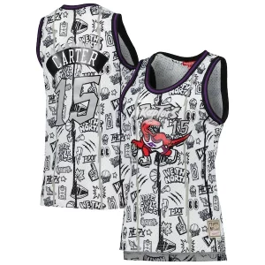 Prestigioso Splendido Vince Carter Toronto Raptors Women's 1998 Doodle Swingman Jersey White