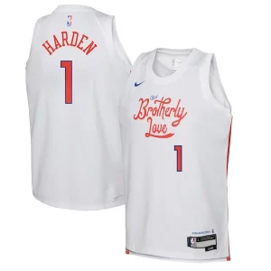 Stupendo James Harden Philadelphia 76ers Nike Youth 2022/23 Swingman Jersey City Edition White