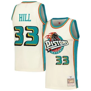 Meraviglioso Grant Hill Detroit Pistons Chainstitch Swingman Jersey Cream