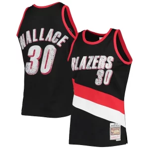 Carino Rasheed Wallace Portland Trail Blazers 1999/00 Hardwood Classics NBA 75th Anniversary Diamond Swingman Jersey Black