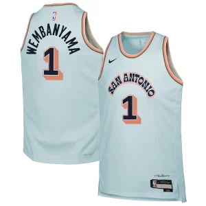 Magnifico Sofisticato Victor Wembanyama San Antonio Spurs Nike Youth 2024/25 Swingman Player Jersey City Edition Light Blue