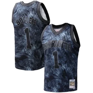 Pratico Trendy Muggsy Bogues Charlotte Hornets Hardwood Classics 1992/93 Tie Dye Swingman Jersey Black