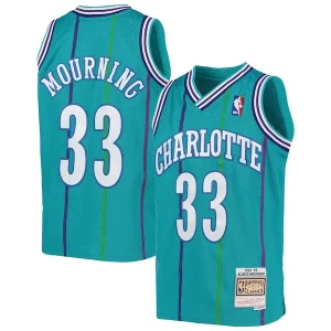 Attraente Prestigioso Delizioso Alonzo Mourning Charlotte Hornets Youth 1992/93 Hardwood Classics Swingman Jersey Teal