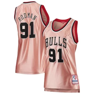 Comodo Splendido Dennis Rodman Chicago Bulls Women's 75th Anniversary Rose Gold 1997 Swingman Jersey Pink