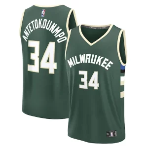 Sofisticato Giannis Antetokounmpo Milwaukee Bucks Fast Break Replica Player Jersey Icon Edition Hunter Green