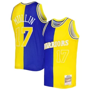 Fantastico Chris Mullin Golden State Warriors Hardwood Classics 1993/94 Split Swingman Jersey Royal/Gold