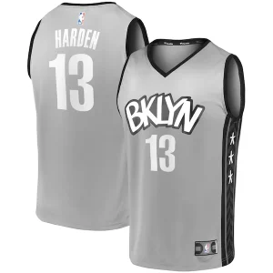Prestigioso James Harden Brooklyn Nets Fast Break Replica Jersey Charcoal Statement Edition/White