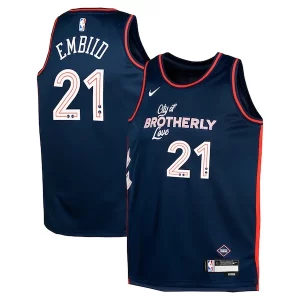 Splendido Raffinato Eccezionale Joel Embiid Philadelphia 76ers Nike Youth Swingman Replica Jersey City Edition Navy