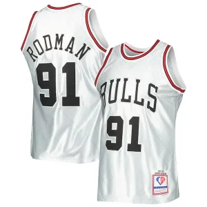 Comodo Meraviglioso Pratico Dennis Rodman Chicago Bulls 1997/98 Hardwood Classics 75th Anniversary Swingman Jersey Platinum