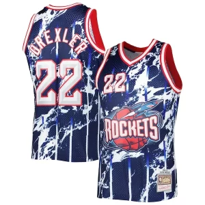 Prestigioso Fantastico Clyde Drexler Houston Rockets 1996/97 Hardwood Classics Marble Swingman Jersey Navy