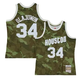 Fascinante Magnifico Hakeem Olajuwon Houston Rockets Hardwood Classics 1993/94 Ghost Green Swingman Jersey Camo