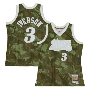 Trendy Raffinato Allen Iverson Philadelphia 76ers Hardwood Classics 1997/98 Ghost Green Swingman Jersey Camo