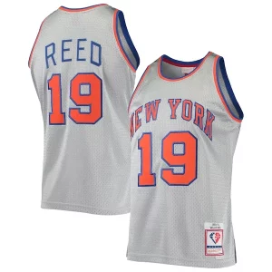 Eccezionale Willis Reed New York Knicks 75th Anniversary 1969/70 Hardwood Classics Swingman Jersey Silver