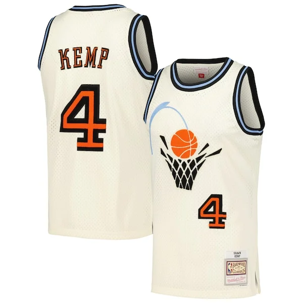 Sofisticato Duraturo Shawn Kemp Cleveland Cavaliers Chainstitch Swingman Jersey Cream