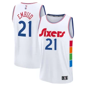Pratico Duraturo Joel Embiid Philadelphia 76ers 2024/25 Fast Break Player Jersey City Edition White