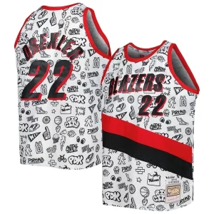 Pratico Clyde Drexler Portland Trail Blazers 1991/92 Hardwood Classics Doodle Swingman Player Jersey White