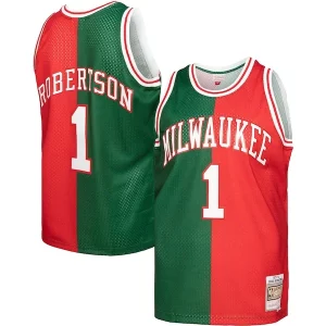 Splendido Meraviglioso Oscar Robertson Milwaukee Bucks Hardwood Classics 1971/72 Split Swingman Jersey Green/Red