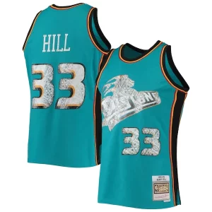 Meraviglioso Grant Hill Detroit Pistons 1998/99 Hardwood Classics NBA 75th Anniversary Diamond Swingman Jersey Teal