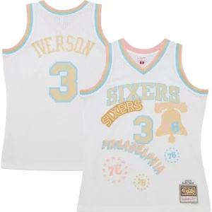 Trendy Delizioso Allen Iverson Philadelphia 76ers 2002/03 Swingman Sidewalk Sketch Jersey White