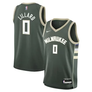 Fantastico Damian Lillard Milwaukee Bucks Nike Youth Swingman Jersey Icon Edition Hunter Green