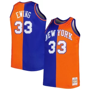 Trendy Patrick Ewing New York Knicks Big & Tall Hardwood Classics 1991/92 Split Swingman Jersey Blue/Orange