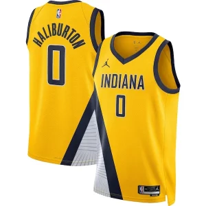 Trendy Elegante Lussuoso Tyrese Haliburton Indiana Pacers Jordan Brand Unisex Swingman Jersey Statement Edition Gold