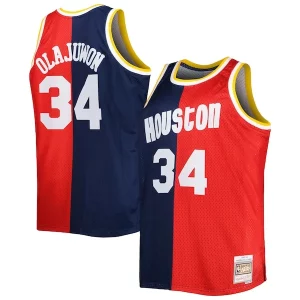 Robusto Hakeem Olajuwon Houston Rockets Big & Tall Hardwood Classics 1993/94 Split Swingman Jersey Navy/Red