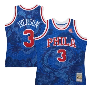 Carino Bellissimo Resistente Allen Iverson Philadelphia 76ers 1996/97 Hardwood Classics Asian Heritage 6.0 Swingman Throwback Player Jersey Royal