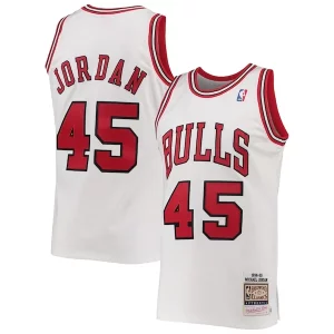 Comodo Elegante Bellissimo Men's Chicago Bulls Michael Jordan White 1994 95 Hardwood Classics Authentic Player Jersey