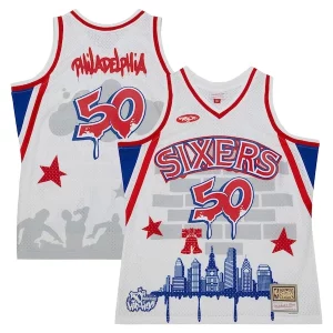 Stupendo Cool Trendy Philadelphia 76ers x Tats Cru Hardwood Classics Fashion Jersey White