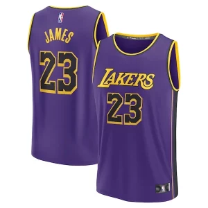 Fantastico LeBron James Los Angeles Lakers 2022/23 Fast Break Replica Jersey Statement Edition Purple
