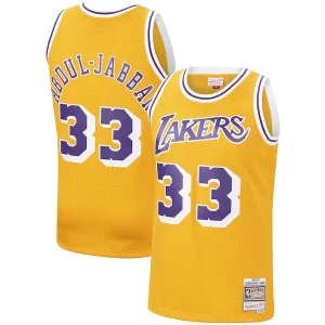 Elegante Kareem Abdul Jabbar Los Angeles Lakers Hardwood Classics Swingman Jersey Gold/Purple