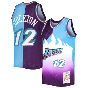 Splendido John Stockton Utah Jazz Hardwood Classics 1996/97 Split Swingman Jersey Purple/Turquoise