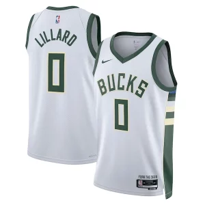 Resistente Damian Lillard Milwaukee Bucks Nike Unisex Fear The Deer Swingman Player Jersey Association Edition White