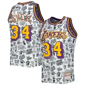 Prestigioso Splendido Shaquille O'Neal Los Angeles Lakers 1996/97 Hardwood Classics Doodle Swingman Jersey White