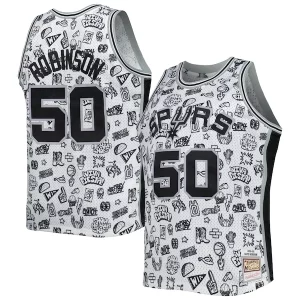 Delizioso Lussuoso Stupendo David Robinson San Antonio Spurs 1998/99 Hardwood Classics Doodle Swingman Player Jersey White