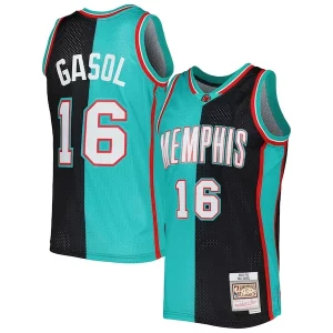 Gorgeous Raffinato Lussuoso Pau Gasol Memphis Grizzlies Hardwood Classics 2001/02 Split Swingman Jersey Black/Turquoise