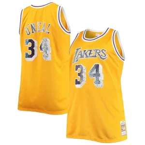 Lussuoso Shaquille O'Neal Los Angeles Lakers Big & Tall 1996 97 NBA 75th Anniversary Diamond Swingman Jersey Gold