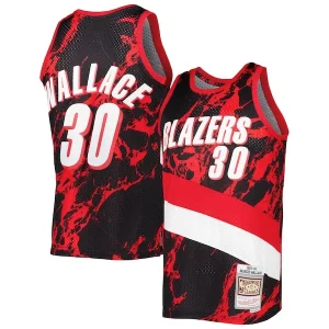 Elegante Magnifico Classico Rasheed Wallace Portland Trail Blazers 1999/00 Hardwood Classics Marble Swingman Jersey Black