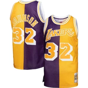 Comodo Magic Johnson Los Angeles Lakers Big & Tall Hardwood Classics 1984/85 Split Swingman Jersey Purple/Gold