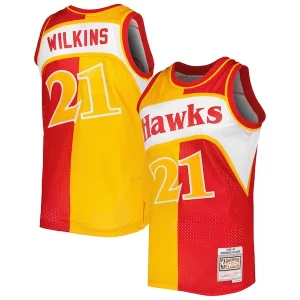 Prestigioso Dominique Wilkins Atlanta Hawks Hardwood Classics 1986/87 Split Swingman Jersey Yellow/Red