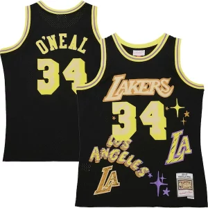 Cool Trendy Lussuoso Shaquille O'Neal Los Angeles Lakers 1996/97 Swingman Sidewalk Sketch Jersey Black